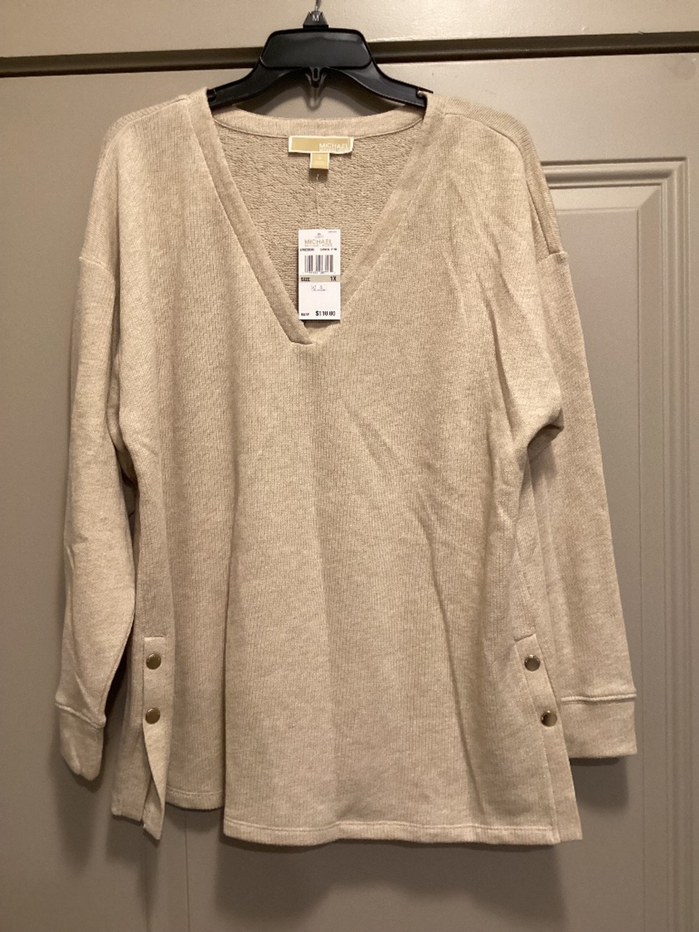 MICHAEL Michael Kors Oatmeal HTHR Sweater, size 1X